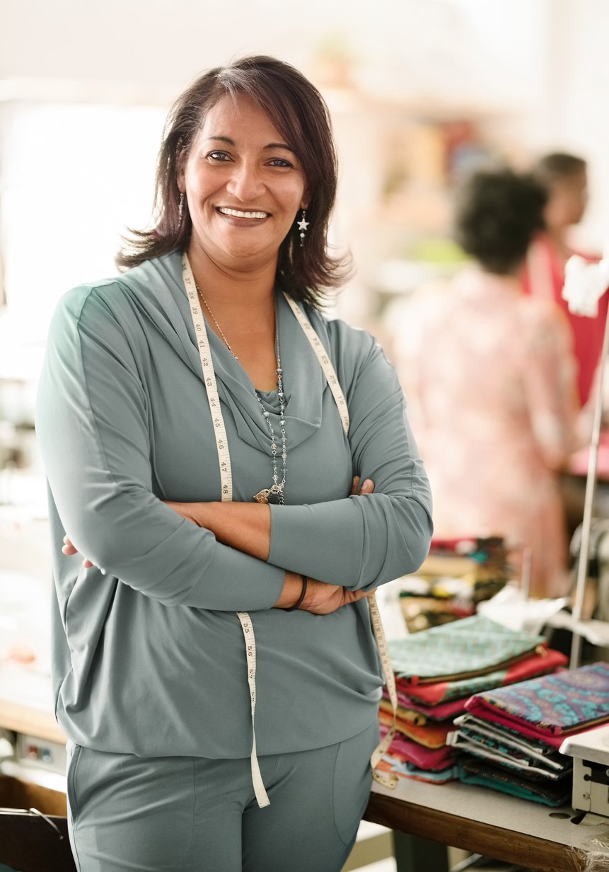 Happy female dressmaker